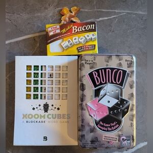 Dice Game Bundle of 3 Bunco, Makin' Bacon and Xoom Cubes